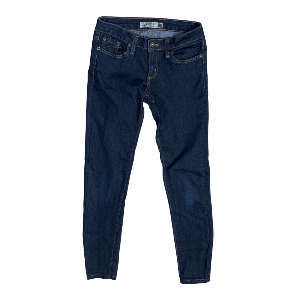 GJG Jeans PS22 NVY LOW Rise Dark Wash Stretch Size 3 30" inseam